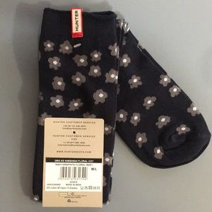 Navy patterned Hunter knee-high boot socks